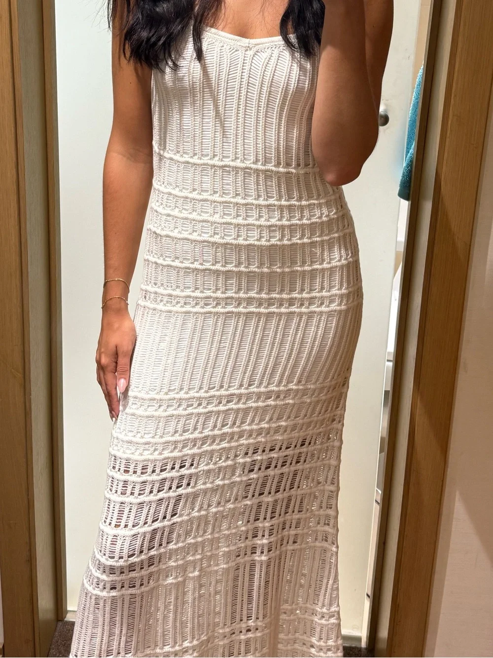 Abercrombie White Crochet Maxi Dress with Spaghetti Straps
